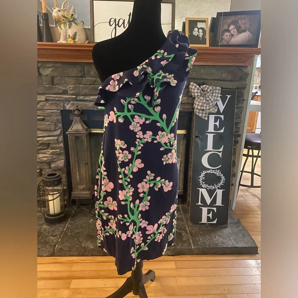 Lilly Pulitzer Winnie One Shoulder Dress Silk/Cotton Blend